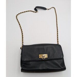 Giani Bernini Vintage Black Leather Handbag Purse Chain Strap